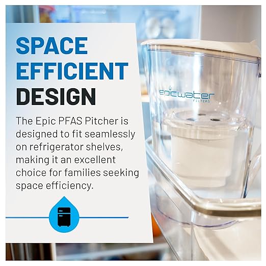 Epic Water Filters PFAS Forever Chemicals Filter Pitcher for Drinking Water, 10 Cup 150 Gallon Filter, Tritan BPA Free, Removes PFAS, PFOA, PFOS (Navy)