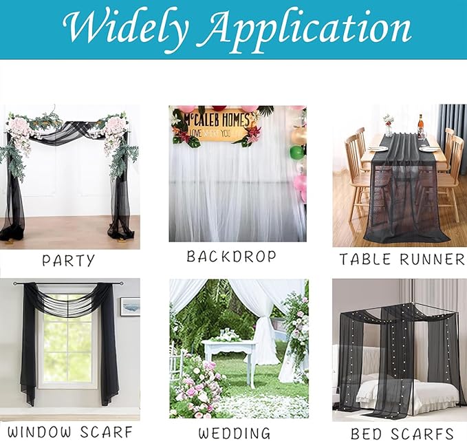 Akiky Bed Canopy Curtains for Girls Elegant Canopies Curtain Scarf with Light Great as Room Decor,Wedding decortion,Window Valance Curtain (Twin,Black)