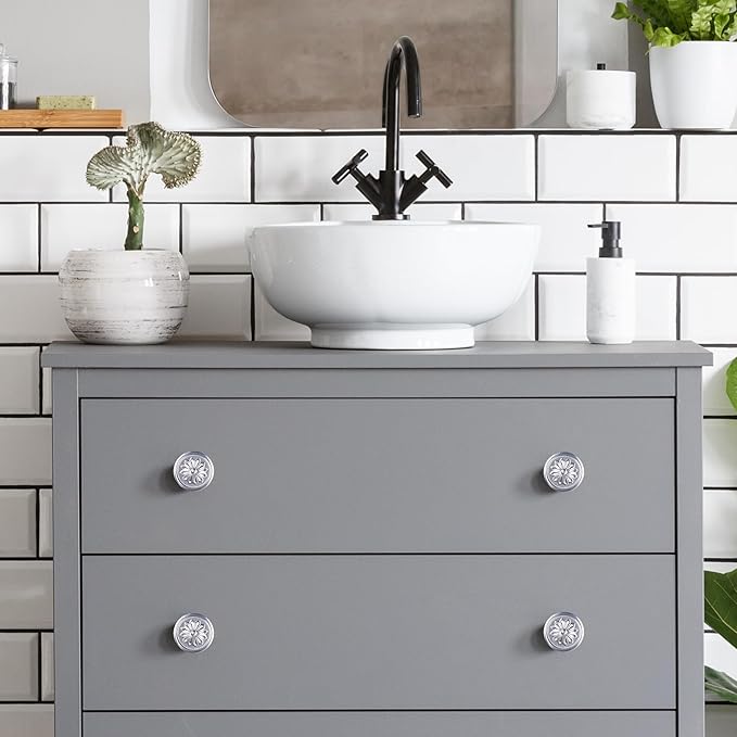 4 Pack Brushed Nickel Cabinet Hardware Knobs Round, 1-2/5"Satin Nickel Knobs Handles for Kitchen Cabinets and Drawers Nickel Drawer Knobs Dresser Knobs