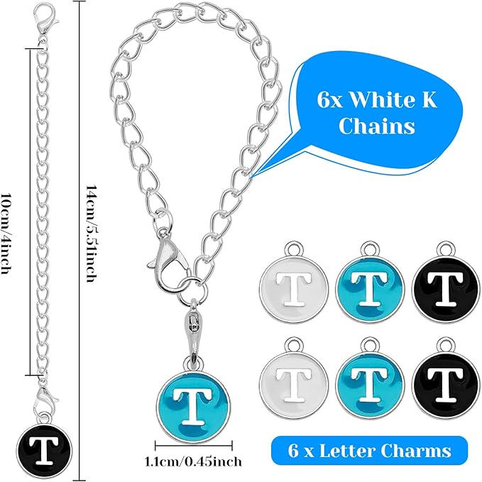 Letter Accessories for Stanley Cup,6PCS Initial Name ID Personalized Handle Personalized Handle Decor Set DIY Identification Handle Letter for Stanley Tumble (T/White/Black/Blue)