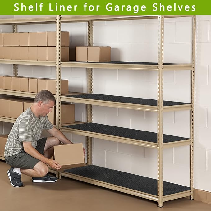 HooTown Shelf Liner Kitchen Cabinet Drawer Mats 23.6 Inch Wide x 19.6 Feet Long, Non Slip EVA Plastic Water Resistant Pad for Bathroom Drawers, Shoe Shelves, Under Sink, Black