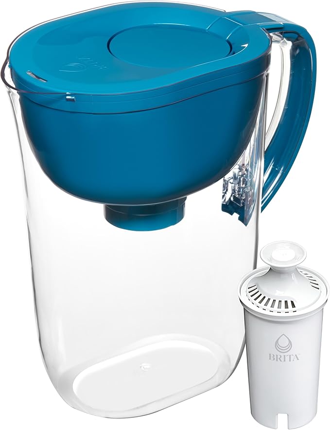 Brita Large Water Filter Pitcher for Tap and Drinking Water with SmartLight Filter Change Indicator, Includes 1 Standard Filter, BPA-Free, Lasts 2 Months, 10-Cup Capacity, Teal