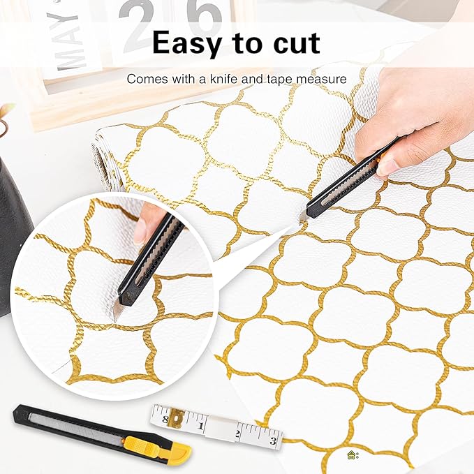 Shelf and Drawer Liner for Kitchen Cabinet-12 in x 30 FT Non-Adhesive Cabinet Liners for Shelves Non-Slip Waterproof Kitchen Drawer Liners Contact Paper Shelf Paper with Knife and Tape Measure