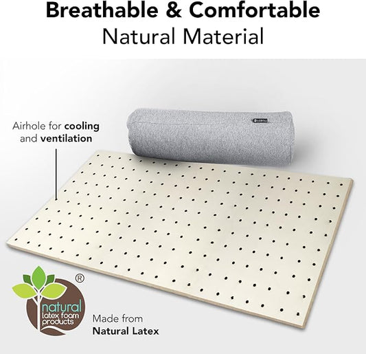 Ultra Thin Pillow 1 inch Thickness - Foldable, Rollable, Stackable - Made from Natural Latex - Low Profile, Super Flat (Firm, Gray Slate)