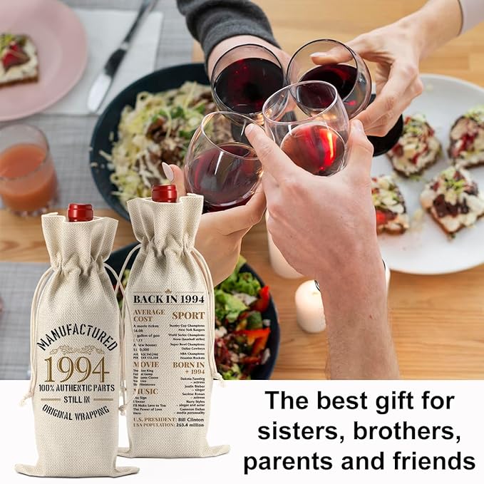 30th Birthday Gifts for Her Women Men, Best Gift for 30 Year Old Man Husband Wife Friends Sisters Girlfriend, Happy 1994 30th Birthday Anniversary Decorations Wine Bag?Wine Gifts Wine Gift Bag