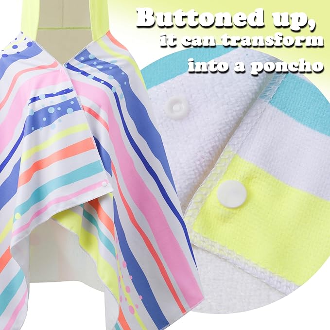 Kids Hooded Towels - Soft and Absorbent Bath, Beach, Swim Pool 30" x 60" Large Towel Cover Up for Boys and Girls Colorful Stripes