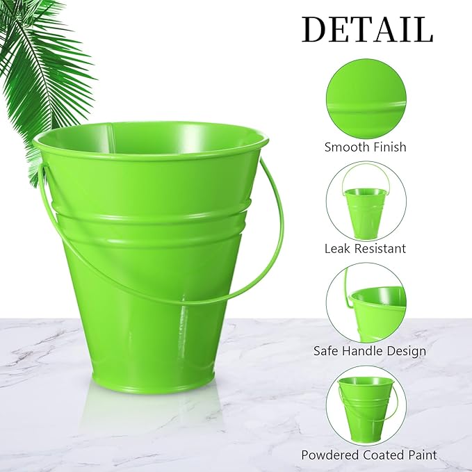 Sadnyy 12 Pack Metal Buckets with Handle, Galvanized Bucket 4.5 x 5 Inch Basket Bucket for Kids, Kids Party Supplies, Crafts for Christmas Halloween Christmas Candy Bars Vase Crafts(Horror Color)