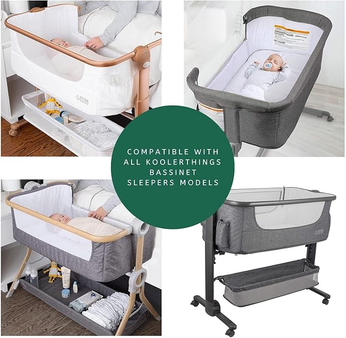 TansyPanda Bassinet Sheets for Angelbliss, Koolerthings, Koola Baby Bassinet Bedside Sleeper, 3 Pack, 33x20 inch, Ultra Soft, Breathable, Snug Fit, Unisex Boys Girls, Gray White (Ocean Fish Theme)