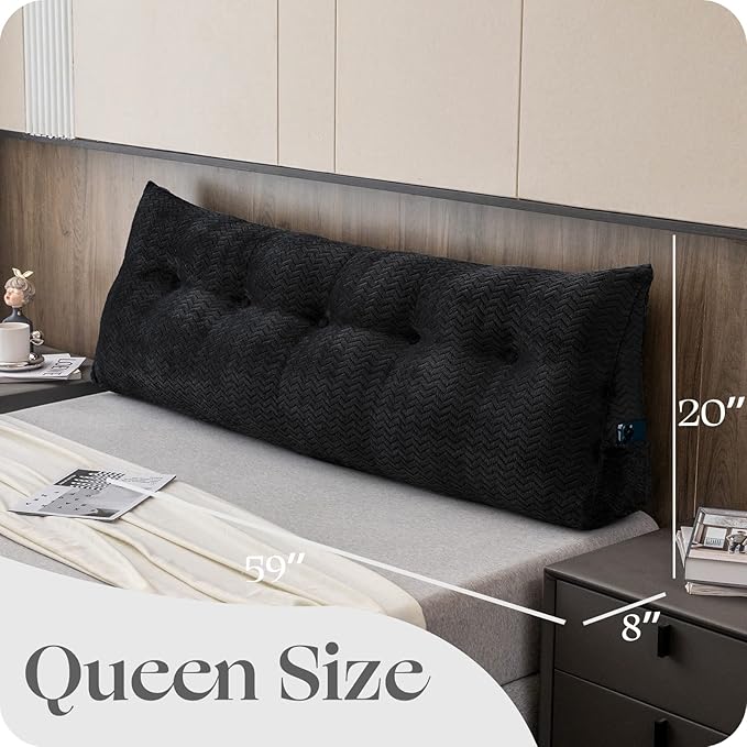 Large Bolster Triangular Headboard Wedge Backrest Positioning Support Bed Rest Reading Pillows Headboard Wedge Pillows for Day Bed Bunk Bed with Removable Cover,Full (54x8x20 Inches)