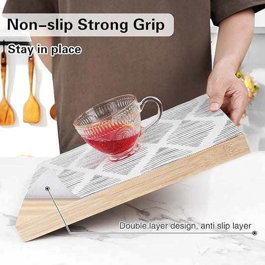 Shelf and Drawer Liners for Kitchen Cabinet,12 in x 20 FT Non-Adhesive Cabinet Liners for Cupboard Non-Slip Waterproof Kitchen Shelf Liners Contact Paper Shelf Paper with Knife and Tape Measure