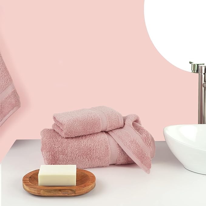 Chakir Turkish Linens | Hotel & Spa Quality 100% Cotton Premium Turkish Towels | Soft & Absorbent (Personalized 3-Piece Towel Set, Pink)