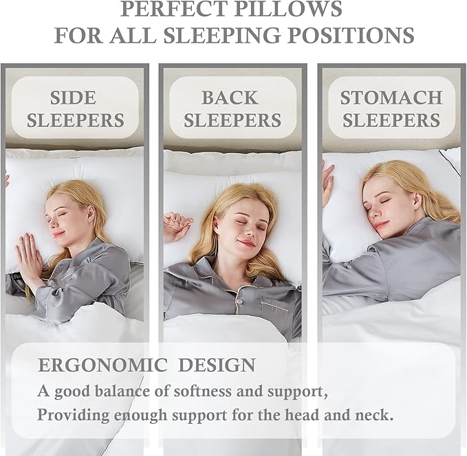 Homemate Bed Pillows for Sleeping - King Size(20"x36") Set of 2 Hotel Quality Pillows Allergy Friendly Microfiber Shell Fluffy Down Alternative Filling Pillow Suitable Back Stomach or Side Sleepers