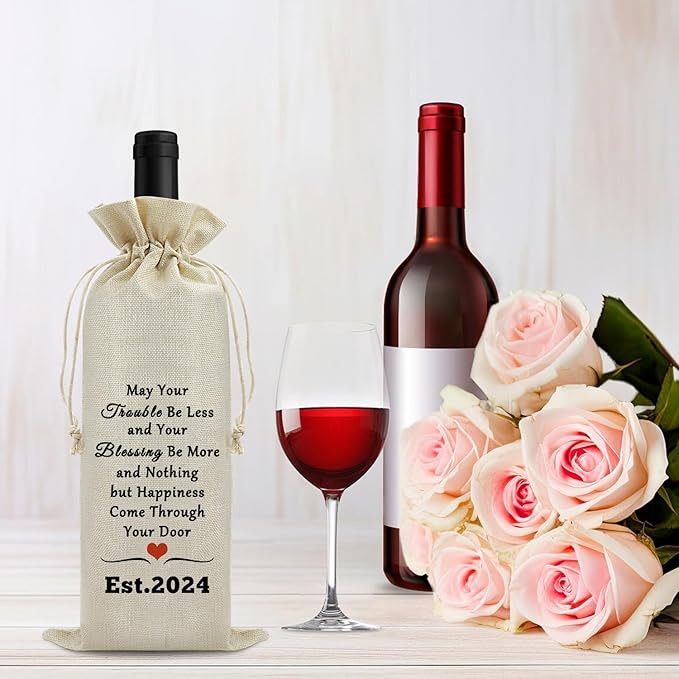 Blessing Housewarming Gift for New Homeowner Wine Gift Bag New Home Wine Bag For Friends Perfect Gifts for New Homeowners Realtor Gift to Clients Wine Bottle Cover Bag Housewarming Party Decorations