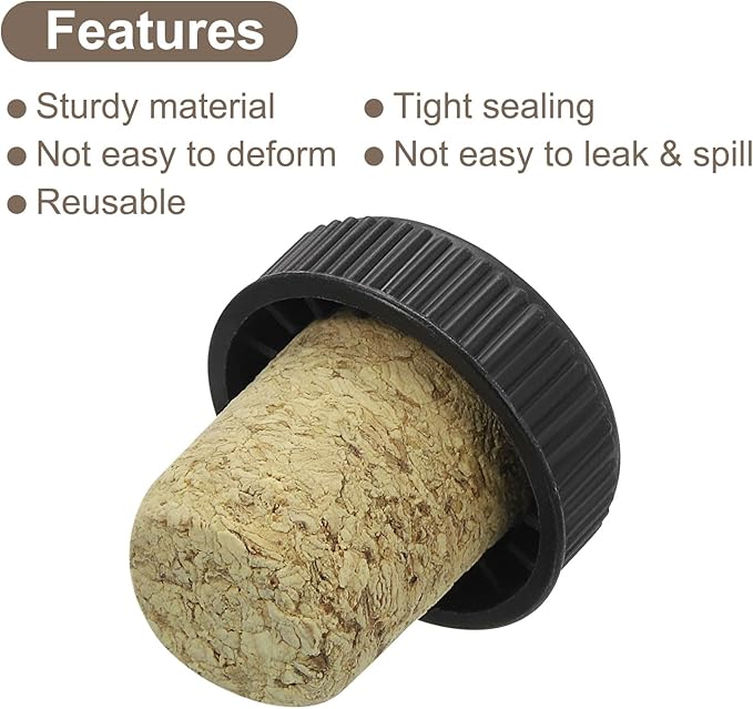 uxcell 8Pcs T-shaped Stoppers, 0.75inch Diameter Cork Wine Stopper Reusable Wine Bottle Corks Sealing Plug for Wine Beer Beverage Bottle Crafts, Black