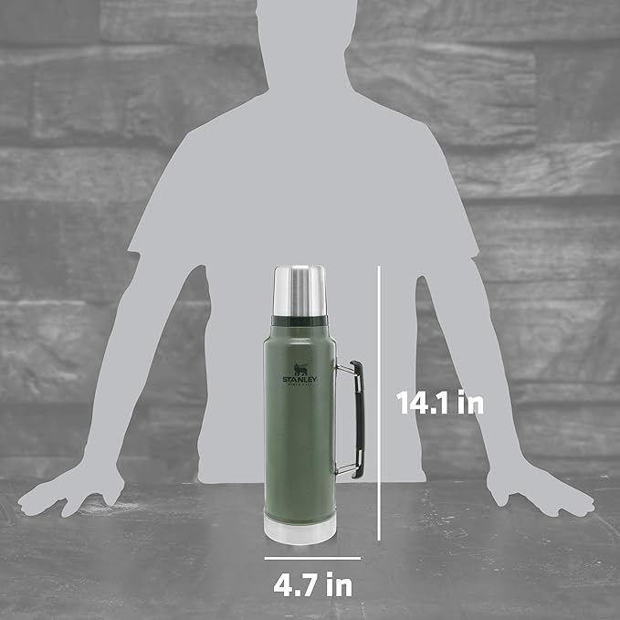 Stanley Classic Vacuum Insulated Wide Mouth Bottle -BPA-Free 18/8 Stainless Steel Thermos for Cold & Hot Beverages