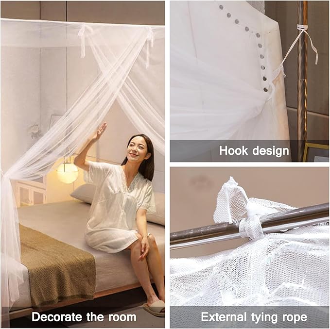 White Mosquito Net Tent for Bed or Plant,Protecting Plant,One Side Opening Canopy Netting Curtain Net for Bedroom Decoration Twin Size(Without Frame)