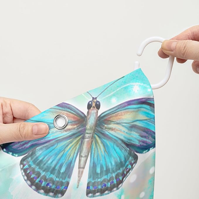 AILONEN Butterfly Shower Curtain,Rainbow Butterfly Bath Curtain,Modern Tie Dye Butterfly Art Decorative Shower Curtain with 12 Plastic Hooks (Kids/Girls/Women/Teen/) 48" W*72" H