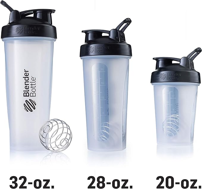 BlenderBottle Classic Loop Top Shaker Bottle, 28oz, Clear/Blue