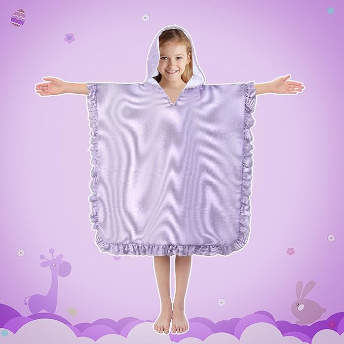 Hooded Towels for Kids,Toddler Bath Towel Swim Cover Up for Ages 3-10 Girls Boys Pool Towels Soft Thick 30"x30" Microfiber Poncho Towel(Purple)