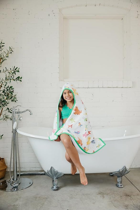 Copper Pearl Hooded Bath Towels Premium Knit/Terry Cloth Toddler Towels with Hood, Pockets, and Cool Designs - Great to Gift and Make Bath Time Fun - Big Kids Hooded Towel, Sesame Friends