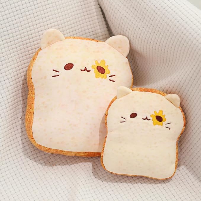 Toast Bread Pillow Funny Sliced Bread Plush Toy Pillows, Funny Food Plushie Stuffed Toy, Cute & Soft Bread Shape Stuffed Decor Toy, Birthday Toy for Kids & Toddlers