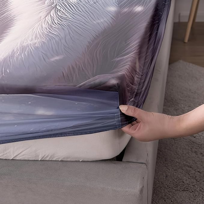 AILONEN Polar Bear Fitted Sheet Set Queen Size, Arctic Animals Bedding Winter Snow Bear Kawaii Kids Bed Sheet with 2 Pillowcases,3 Pieces Queen Fitted Sheet Set for Girls Boys