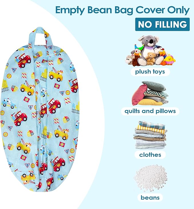Bean Bag Chair for Kids Stuffed Animal Storage Beanbag Chairs,Toddler Toy Storage Organizer for Girls and Boys,Large 32'' Cover Only(No Filling