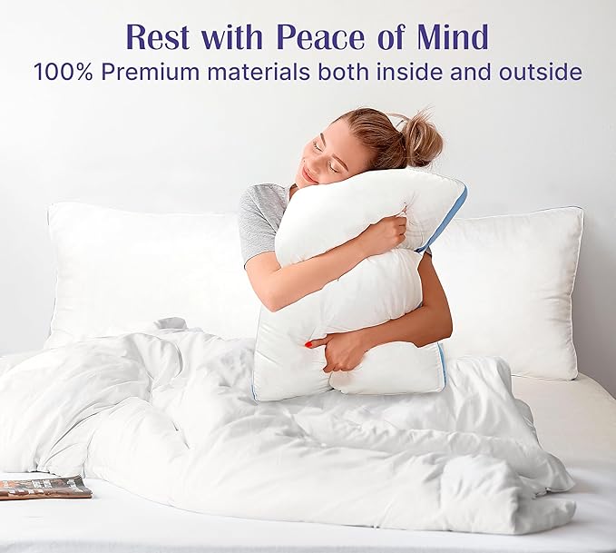 ROYALE LINENS Pillows King Size Set of 2 -Bed Pillows for Sleeping - Cooling Pillow for Back, Stomach or Side Sleepers - Down Alternative King Gusseted Pillows -Hotel Quality (20x40 Inches, Pack of 2)