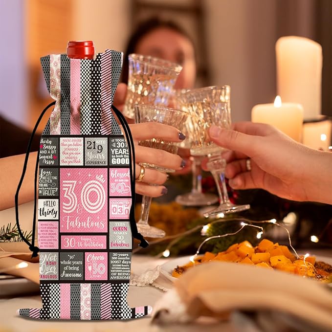 Funny 30 Year Old Birthday Gifts for Women Wine Bag, Happy Anniversary 30th Birthday Party Decorations for Him Her Wine Bags, 30th Birthday Gifts for Her Men Women Wine Bottle Bag