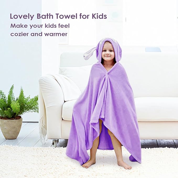 Kids Hooded Bath Towels Beach Towel Girls Boys Soft Swim Pool Cover Up Super Absorbent Cute Cartoon Animal