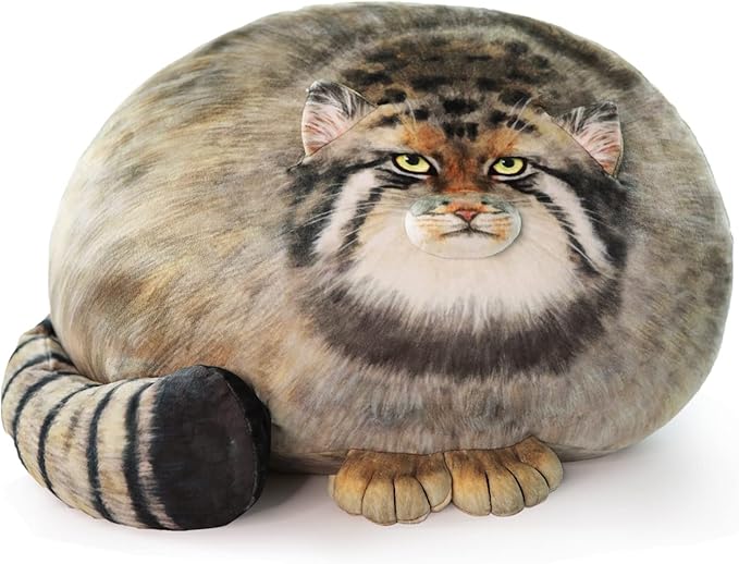 Steppe Cat Plush, Cat Stuffed Animal 35cm/14inch, Pallas Cat Plush Pillow, Cute Plushies for Girls, Soft Plush Pillow, Throw Pillow Doll Decoration Doll Gift for Kids Boys Party Christmas