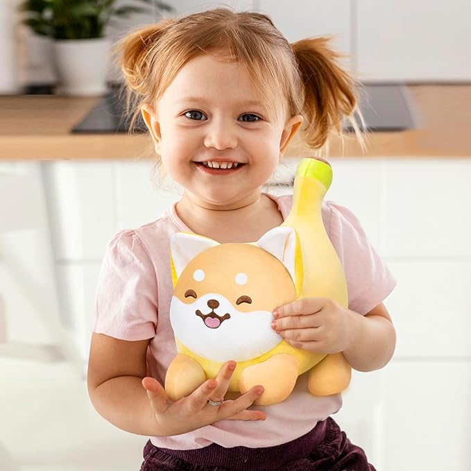 Shiba Inu Plush Stuffed Animals, Cute Dog Plushies Stuffed Pillow, Soft Banana Dog Stuffed Toy, Hugging Plush Toy for Kids & Adults