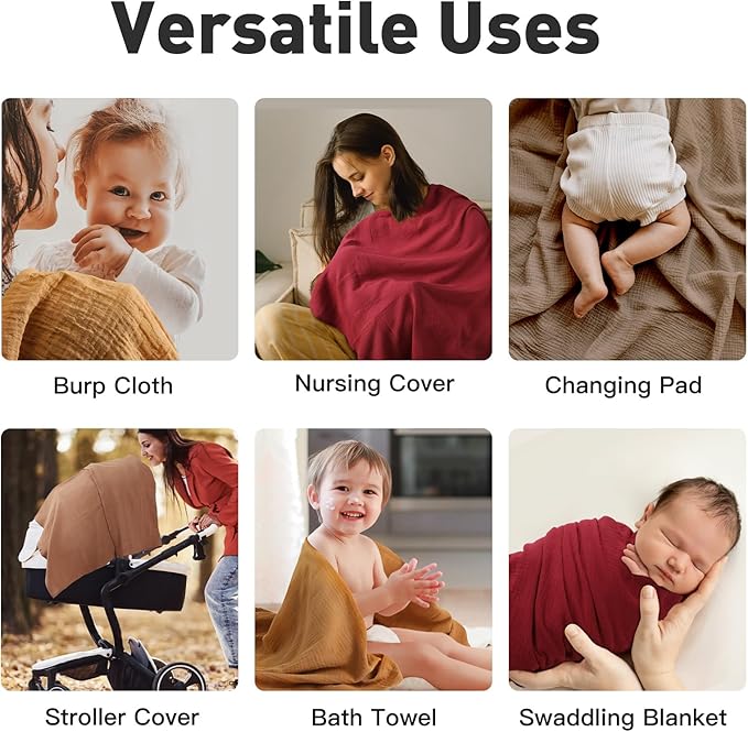 GLLQUEN BABY 4-Pack Muslin Swaddle Blankets for Unisex, Soft Breathable Receiving Blankets Neutral, Baby Swaddle Blanket for Boys and Girls, Newborn Essentials