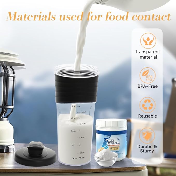 Shaker Bottle for Protein Mixes,24 oz,Protein Shaker Bottles with Whisk Ball, Mixer Bottle, Protein Bottle,Portable Pre Workout Whey Protein Drink Shaker Cup,Black