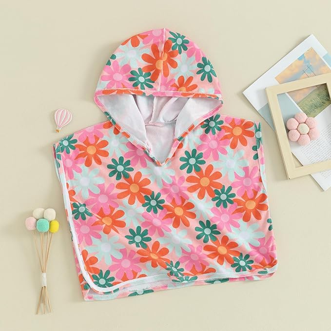 Toddler Beach Towel with Hood Kids Waffle Swim Cover Up Bath Towel Surf Poncho Boys Girls Hooded Beach Towel (Multicolor, 12-18 Months)