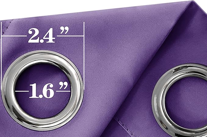Mrs.Naturall Bathroom Window Curtains,Blackout Short Curtains for Bedroom,45 Inch Length,Dark Purple