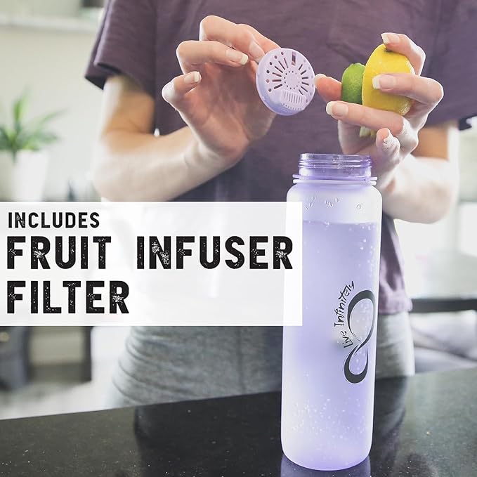 Live Infinitely 24 oz Water Bottle with Time Marker - Insulated Measured Water Tracker Screen - BPA Free Gym Water Bottle - Locking Flip Top Lid, Rubberized (Cotton Candy, 24oz)