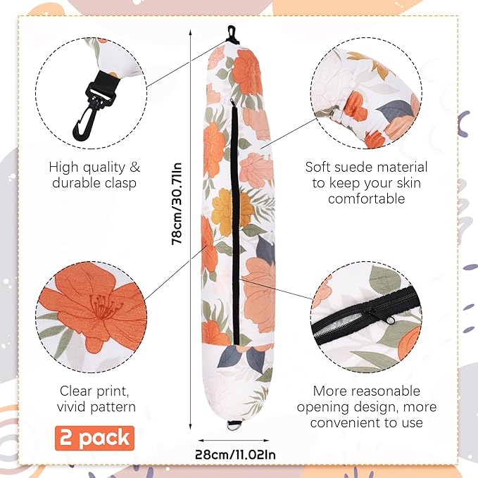 2 PCS Stuffable Travel Pillow, Stuffable Neck Pillow for Travel, Portable Self-Fillable Design Travel Pillow, U-Shaped Pillow with Snap Strap and Storage Bag (Pillow Cover Only, No Filler)