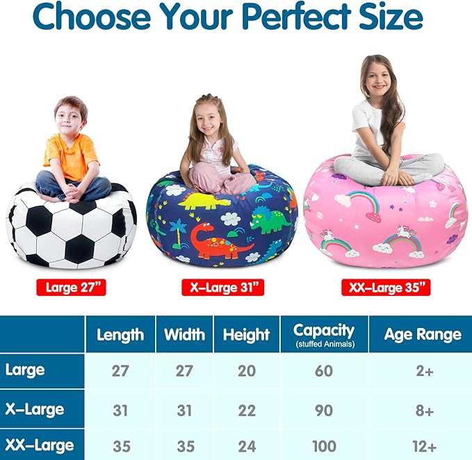 Lukeight Stuffed Animal Storage Bean Bag Chair Cover for Kids, Zipper Beanbag Chair Cover for Organizing Toddler and Kids' Rooms Plush Toys (Gray+White Velvet, X-Large)