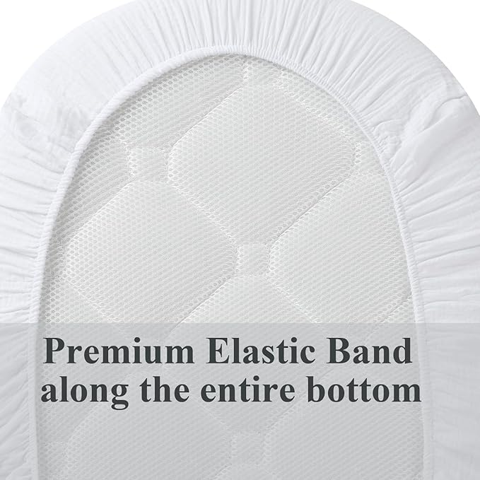 Muslin Bassinet Sheet Compatible with Halo Bassinest Swivel Flex Glide Premiere & Luxe Series Sleeper 2 Pack Cotton Stylish Boho Fitted Bassinet Sheets Super Soft for Baby White & Pink