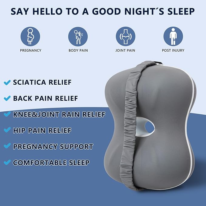 Knee Leg Pillow Shaping Pillow for Side Sleepers with Cooling Cover of Slow Rebound Memory Foam to Release Leg Pressure