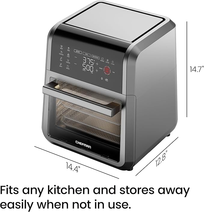 Chefman 12-Quart 6-in-1 Air Fryer Oven with Digital Timer, Touchscreen, and 12 Presets - Family Size Countertop Convection Oven, Dishwasher-Safe Parts
