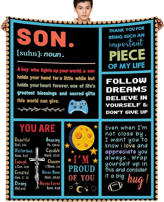 Gamer Gifts for Teenage Boys, 40x50 Inch Gamer Blanket Video Game Gifts Gaming Blanket for Son Cozy Throw Blanket Gamer Room Decor Gamer Gifts for Boys 8-12 Son Blanket from Dad Mom