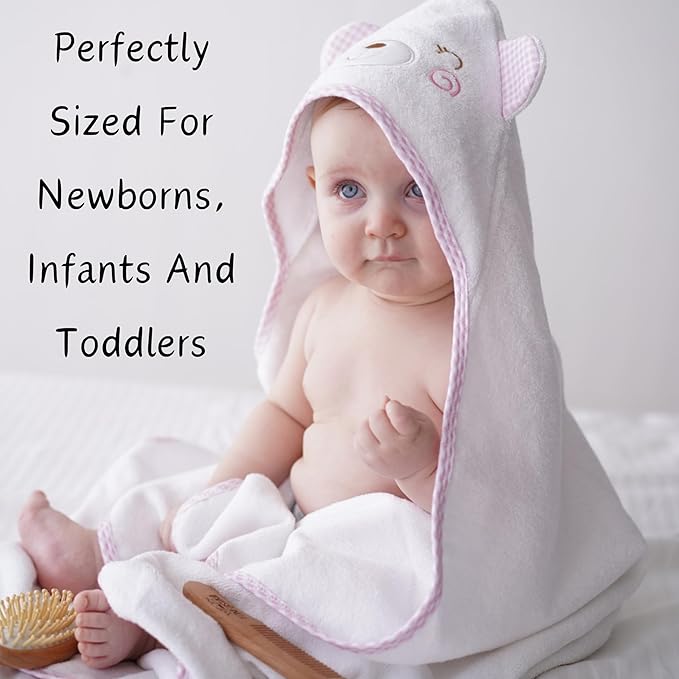 Baby Hooded Towel - Organic Ultra Absorbent Soft Premium Towels for Infants Toddlers Girls & Boys 35"x35" - Great Baby Shower Gift (Misty Rose)