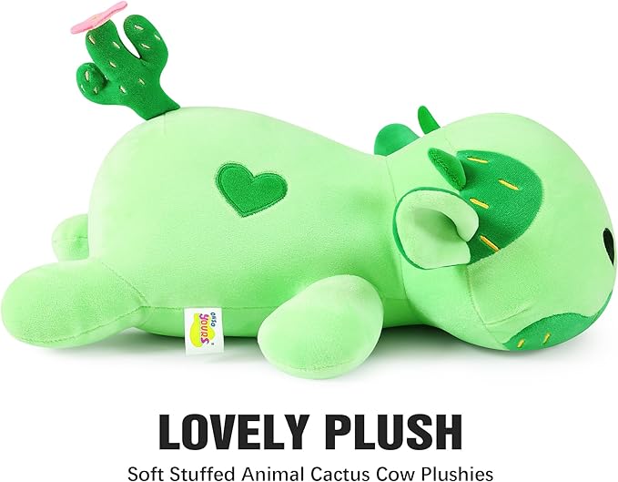 Onsoyours Cute Cow Plushie, Soft Stuffed Cactus Cow Squishy Plush Animal Toy Pillow for Kids (Cactus Cow, 12")