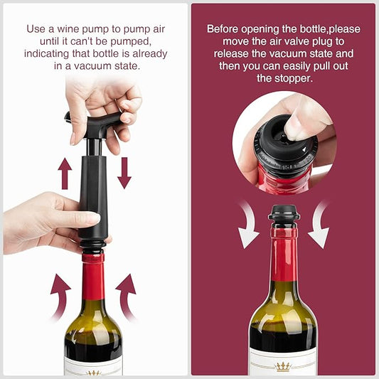 mafiti Wine Saver with 4 Wine Stoppers and Preserver, Red Wine Bottle Sealer Keeps Wine Fresh Up 7 Days, Ideal Wine Christmas Gifts for Men Women (1 Wine Pump + 4 stoppers)