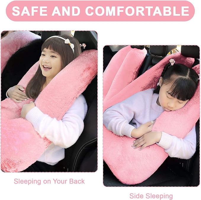 Travel Pillow, Travel Pillow for Kids, Sleeper Hold Pillow Travel, Removable U-Shaped Pillow for Adults and Children to Support Head and Body in The Back Seat of Long Car Trips (Pink)