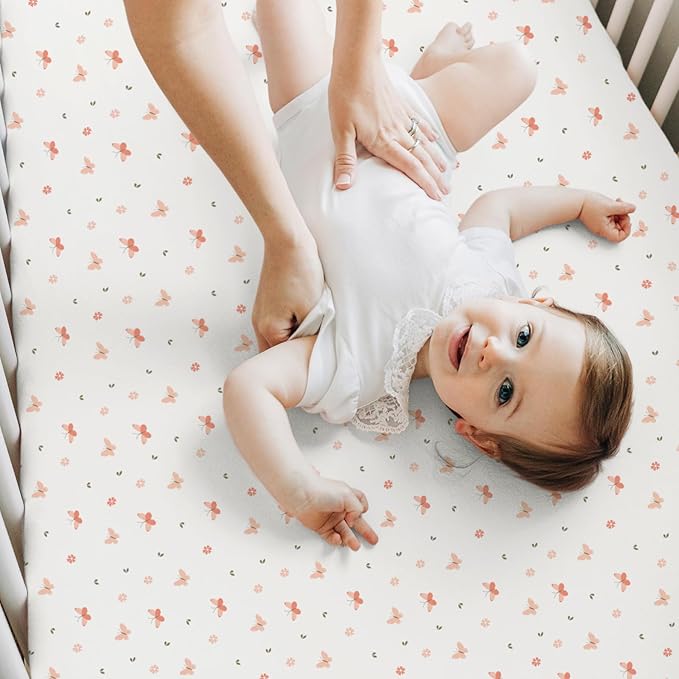2-Pack Crib Sheets for Boys,Girls - Viscose Derived from Bamboo Fitted Crib Sheet, Organic Baby Crib Sheets, Crib Mattress Sheet,Toddler Bed Sheets,Baby Sheets for Crib Fitted Sheets(Butterflies)