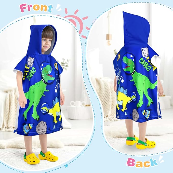 Kids Hooded Beach Towels for Boys Girls, Toddler Soft Absorbent Thickened Microfiber Bath Towel Swim Pool Towels Baby Quick Dry Lightweight Poncho Towel Cover-ups for 0-7 Years Old