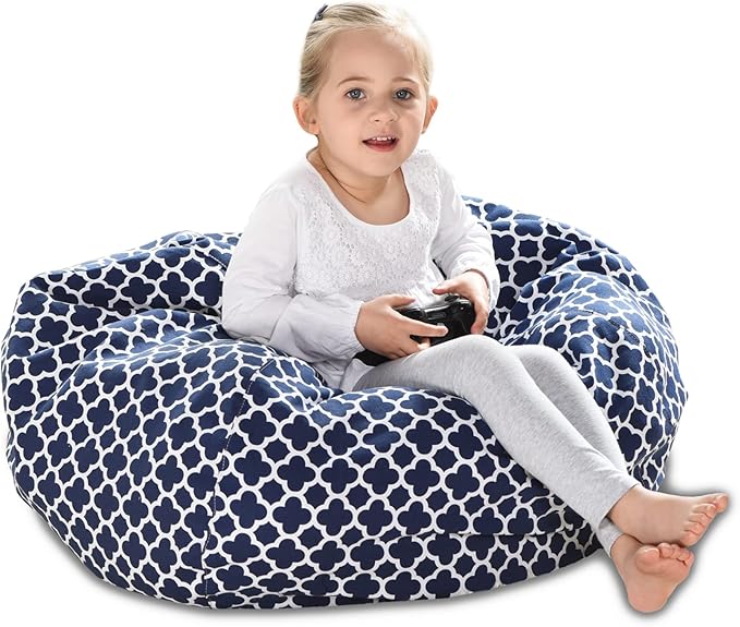 YuppieLife Kids Animal Storage Bean Bag Cover Extra Large stuff'n Sit(Just Cover, No Filling)|Toy Organizer|Carrying Handle|Available for Kids and Teenager|Cuddle Chair(38“,Leaf Clover)